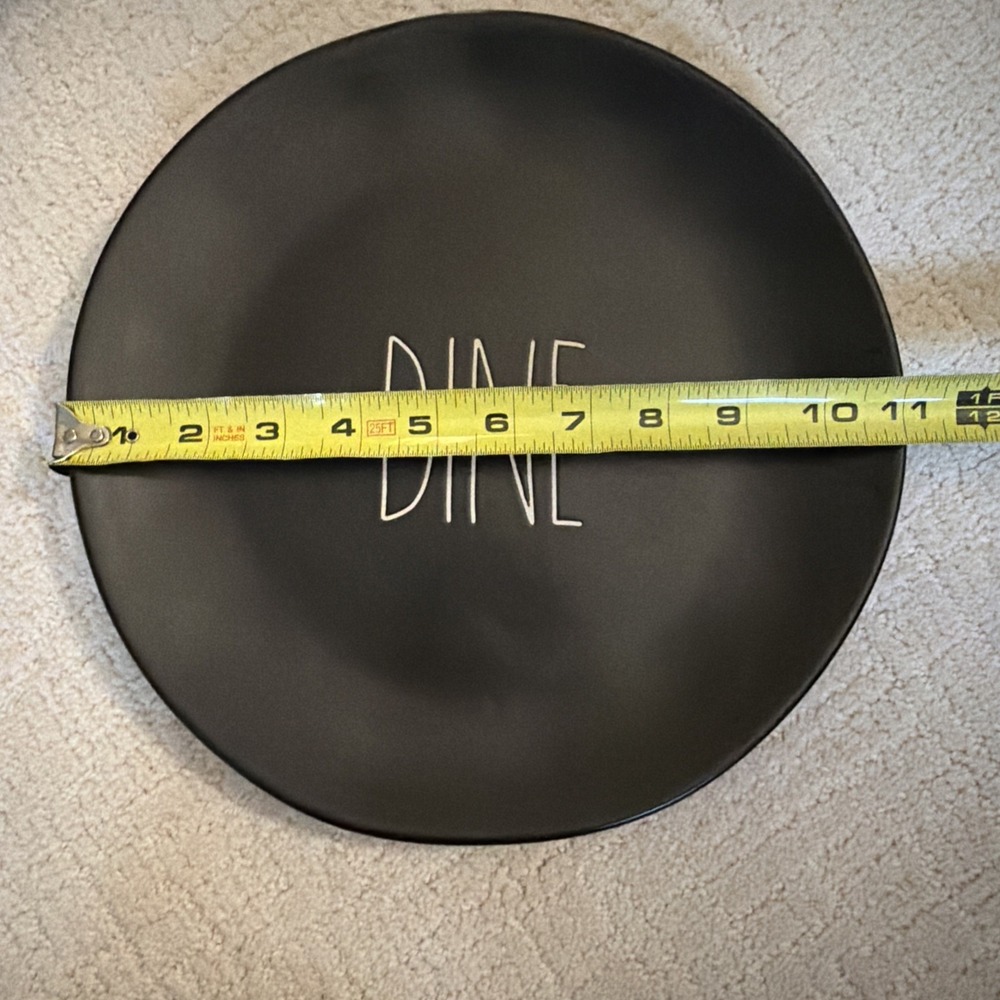 Rae Dunn "DINE" Set Of 2 Dinner Plates 11 Inch Black Artisan Collection Magenta - Picture 4 of 6